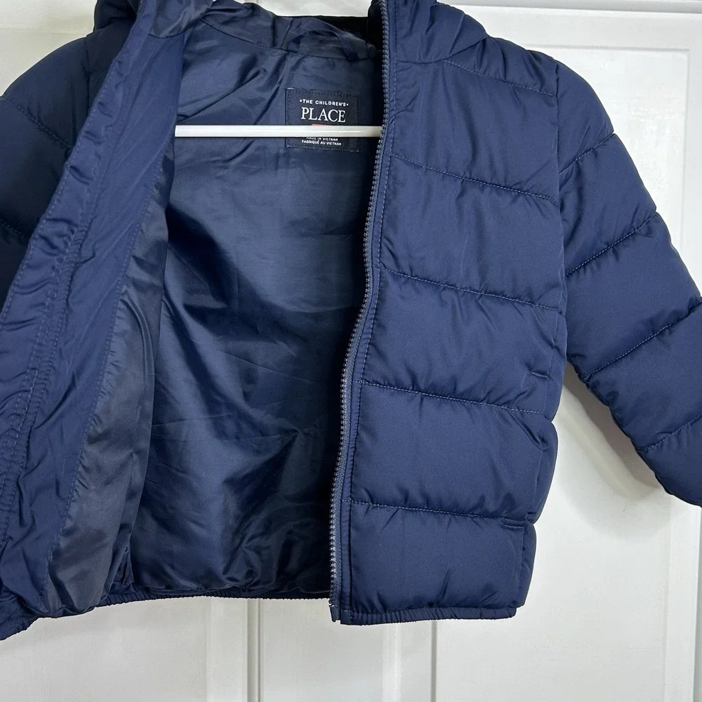 The Children's PLACE Toddler Boys‎ 4T Hooded Puffer Jacket Blue Water Resistant